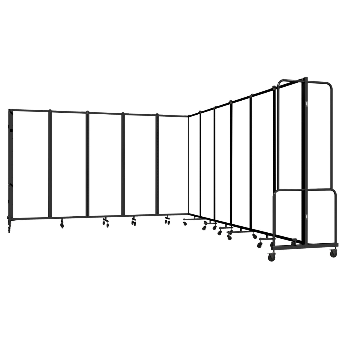 Robo Whiteboard Room Divider with Black Frame, 6' Height, 11 Sections