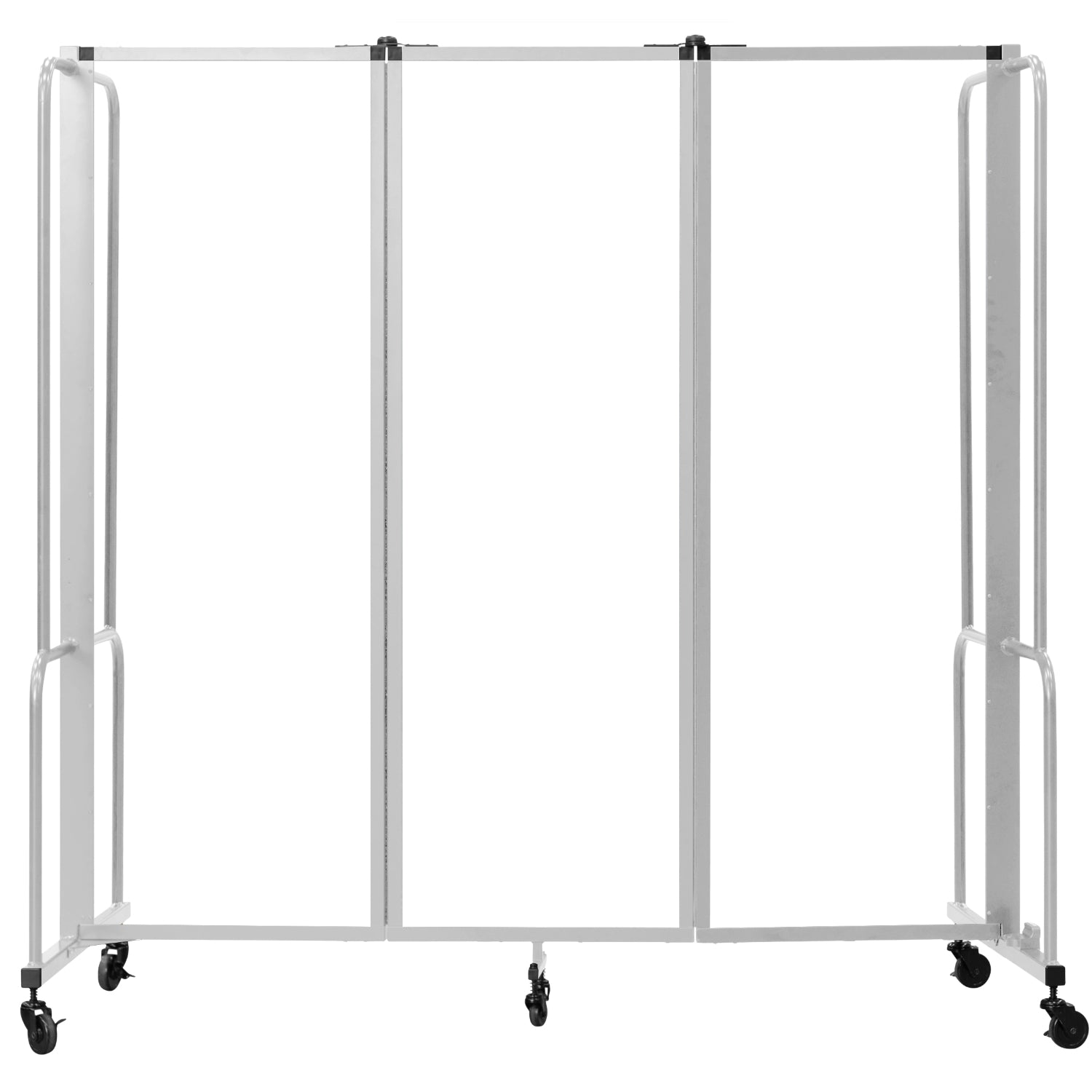 Robo Clear Acrylic Room Divider with Grey Frame, 6' Height, 3 Sections