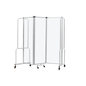 Robo Frosted Acrylic Room Divider with Grey Frame, 6' Height, 3 Sections