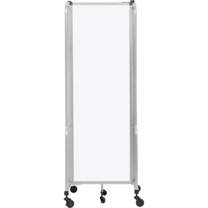 Robo Frosted Acrylic Room Divider with Grey Frame, 6' Height, 3 Sections