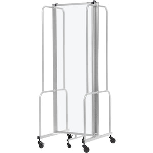 Robo Frosted Acrylic Room Divider with Grey Frame, 6' Height, 3 Sections