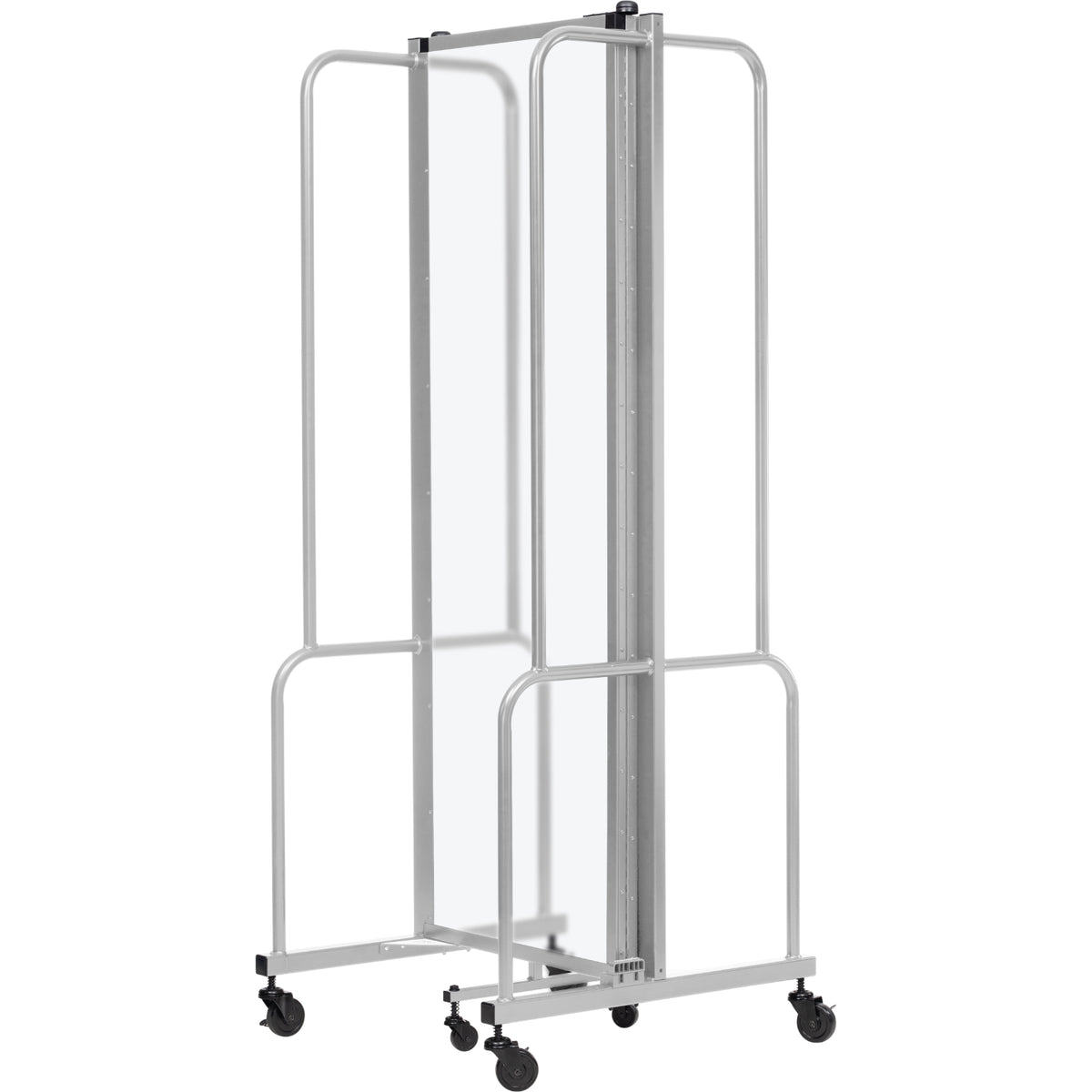 Robo Frosted Acrylic Room Divider with Grey Frame, 6' Height, 3 Sections
