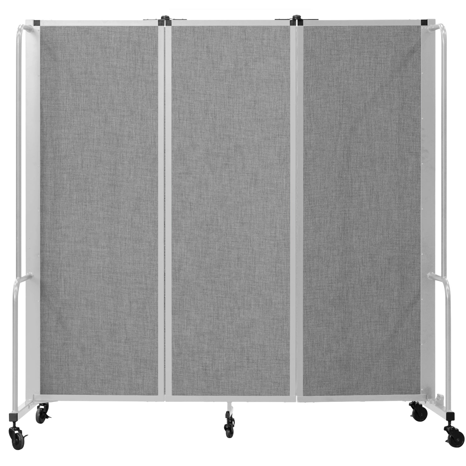Robo Room Divider with PET Tackable Panels, Grey Frame, 6' Height, 3 Sections