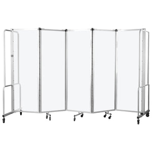 Robo Frosted Acrylic Room Divider with Grey Frame, 6' Height, 5 Sections