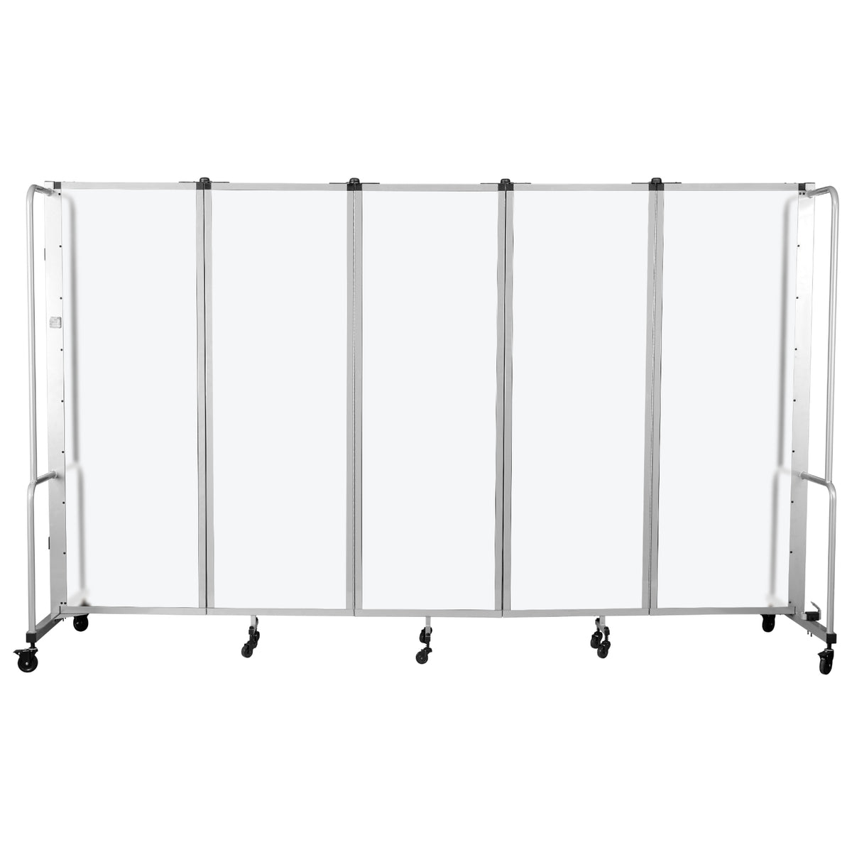 Robo Frosted Acrylic Room Divider with Grey Frame, 6' Height, 5 Sections