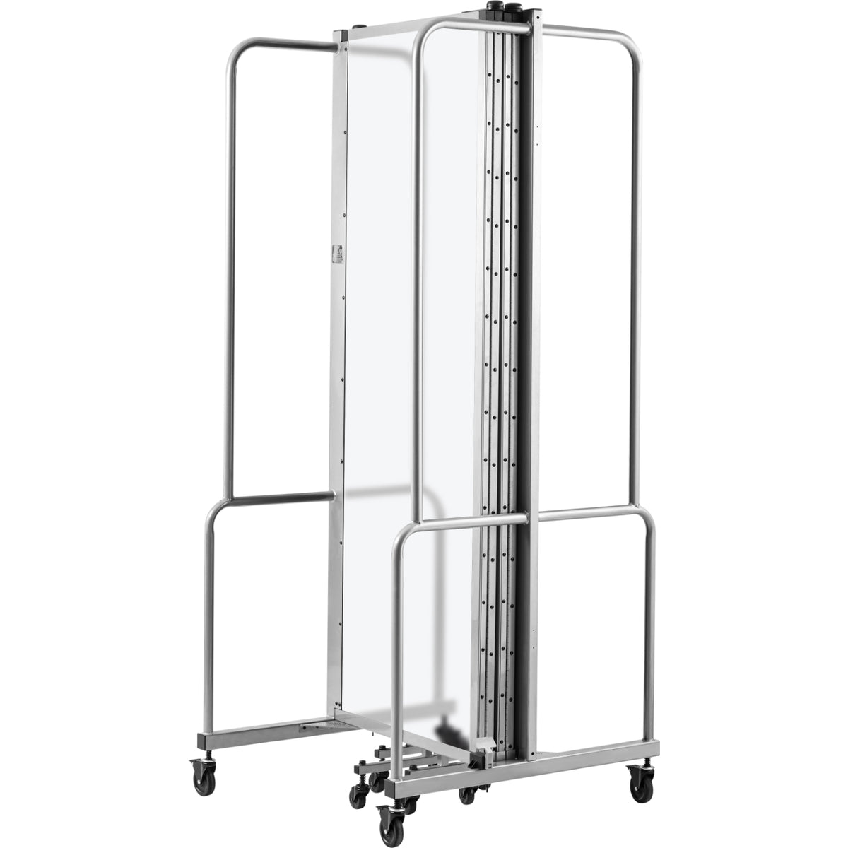 Robo Frosted Acrylic Room Divider with Grey Frame, 6' Height, 5 Sections