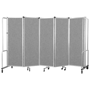 Robo Room Divider with PET Tackable Panels, Grey Frame, 6' Height, 5 Sections