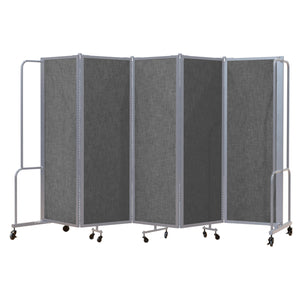 Robo Room Divider with PET Tackable Panels, Grey Frame, 6' Height, 5 Sections