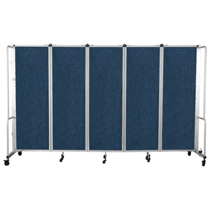 Robo Room Divider with PET Tackable Panels, Grey Frame, 6' Height, 5 Sections