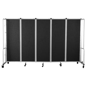 Robo Room Divider with PET Tackable Panels, Grey Frame, 6' Height, 5 Sections