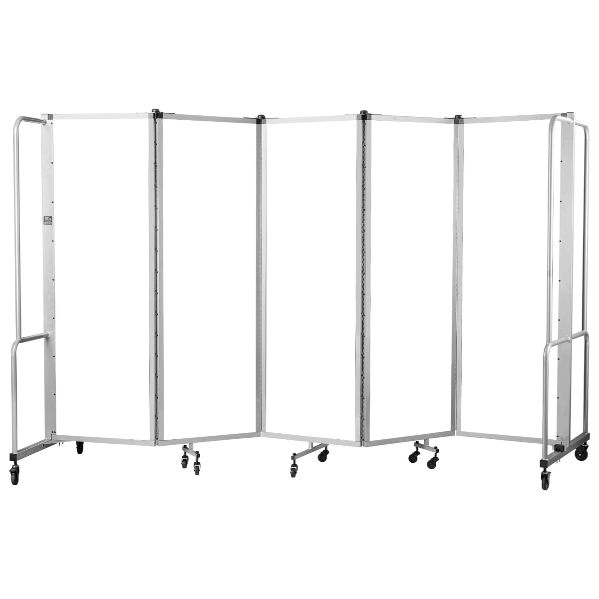 Robo Whiteboard Room Divider with Grey Frame, 6' Height, 5 Sections
