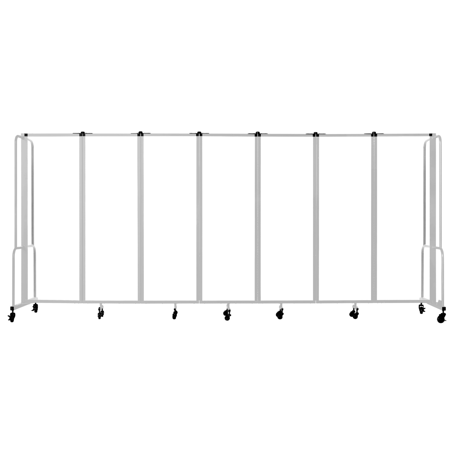 Robo Clear Acrylic Room Divider with Grey Frame, 6' Height, 7 Sections