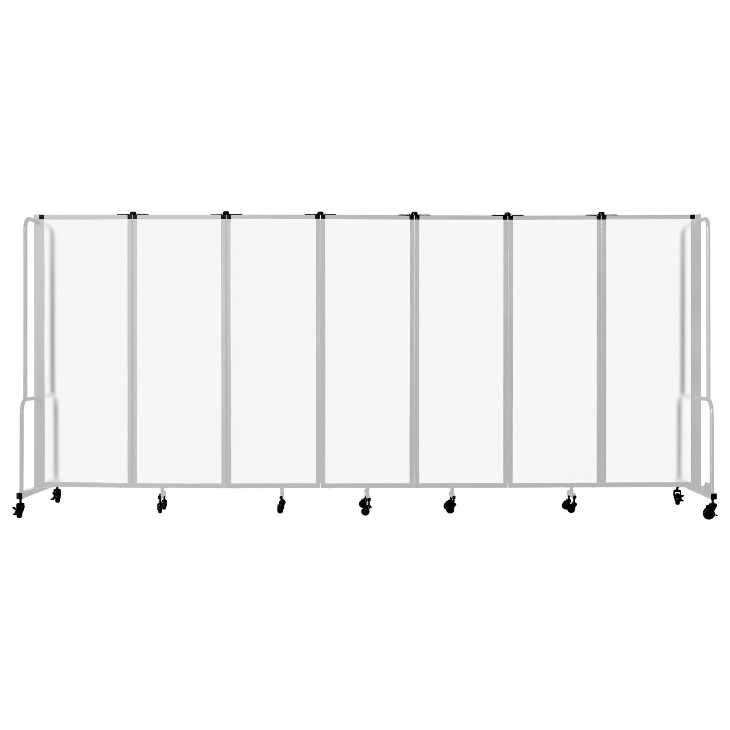 Robo Frosted Acrylic Room Divider with Grey Frame, 6' Height, 7 Sections