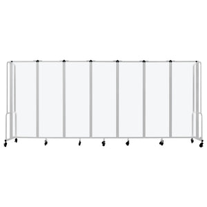 Robo Frosted Acrylic Room Divider with Grey Frame, 6' Height, 7 Sections