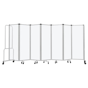Robo Frosted Acrylic Room Divider with Grey Frame, 6' Height, 7 Sections