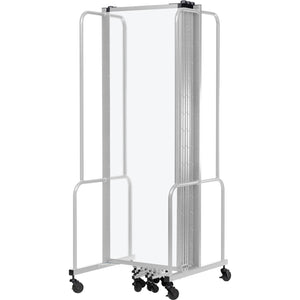 Robo Frosted Acrylic Room Divider with Grey Frame, 6' Height, 7 Sections
