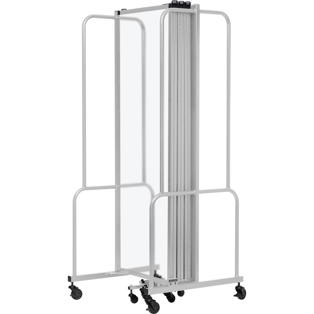 Robo Frosted Acrylic Room Divider with Grey Frame, 6' Height, 7 Sections