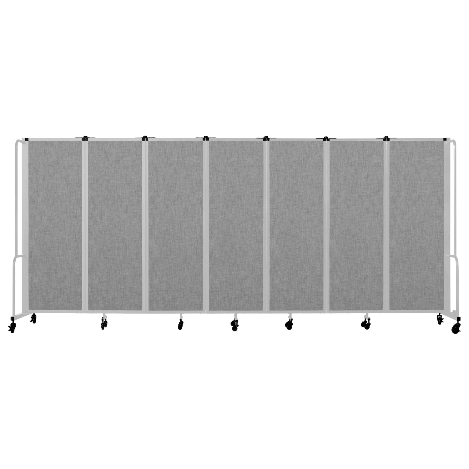 Robo Room Divider with PET Tackable Panels, Grey Frame, 6' Height, 7 Sections