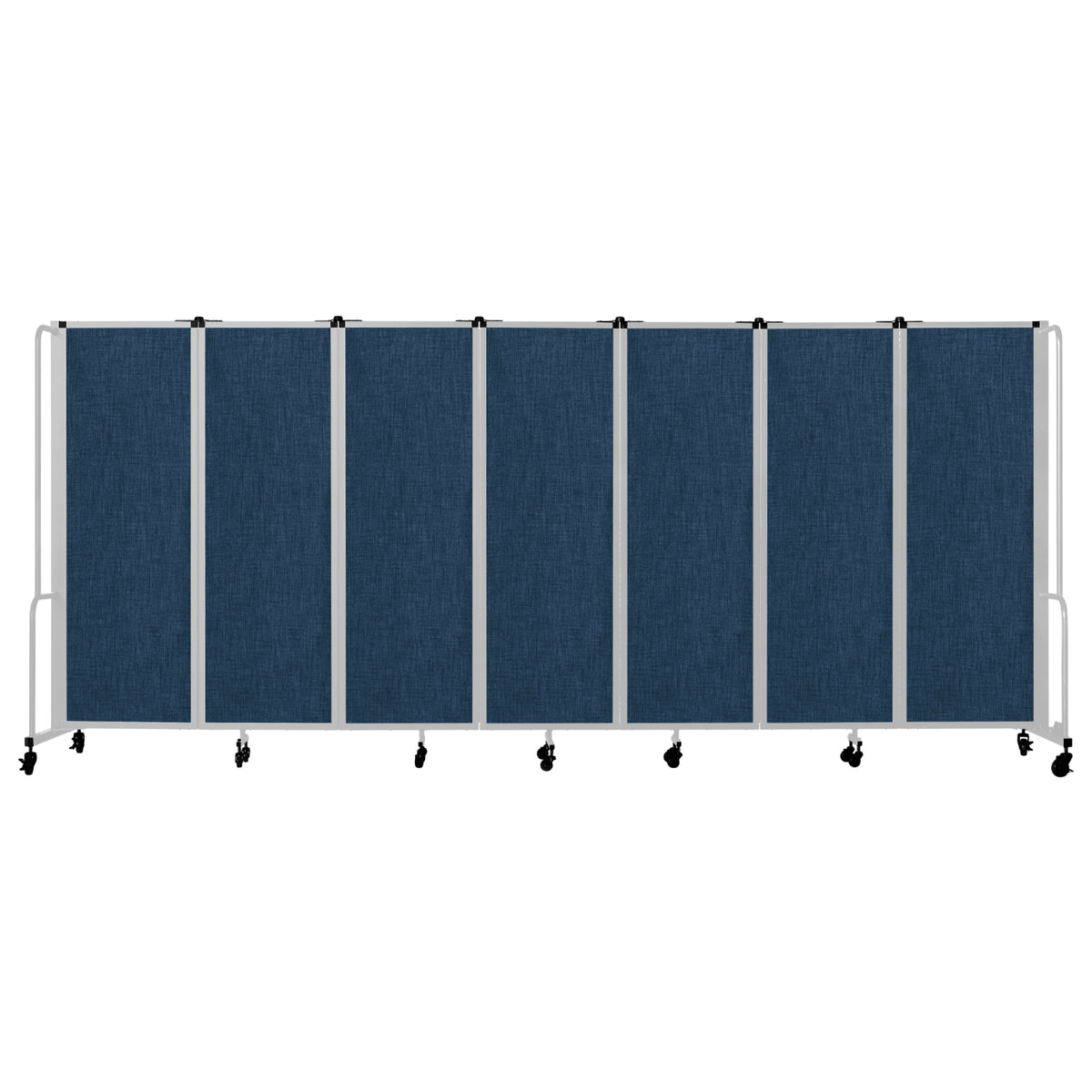 Robo Room Divider with PET Tackable Panels, Grey Frame, 6' Height, 7 Sections