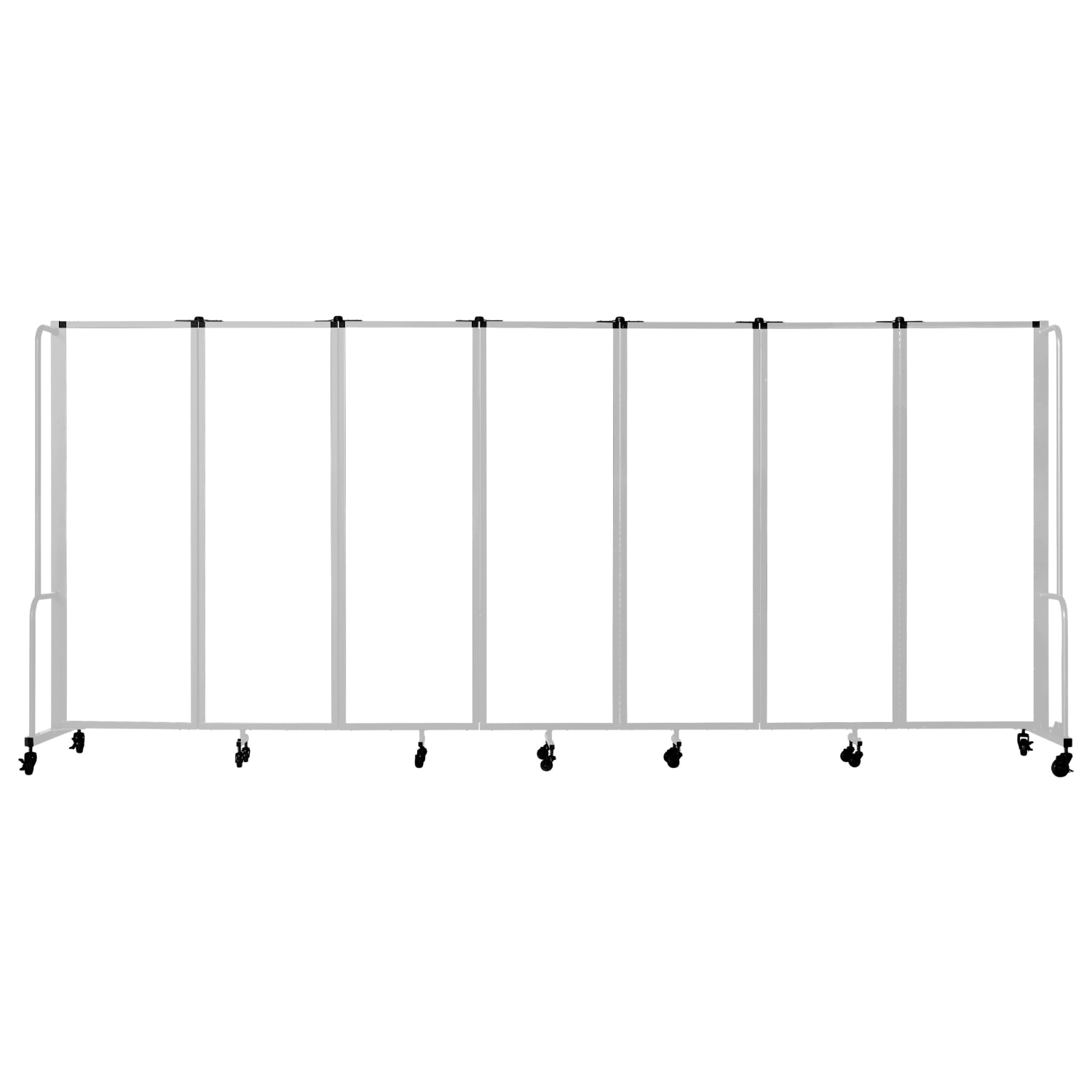 Robo Whiteboard Room Divider with Grey Frame, 6' Height, 7 Sections