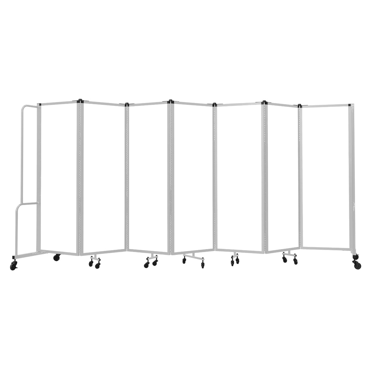 Robo Whiteboard Room Divider with Grey Frame, 6' Height, 7 Sections