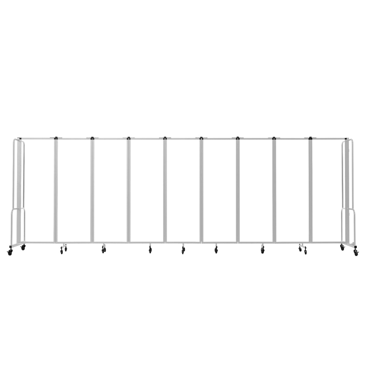 Robo Clear Acrylic Room Divider with Grey Frame, 6' Height, 9 Sections,