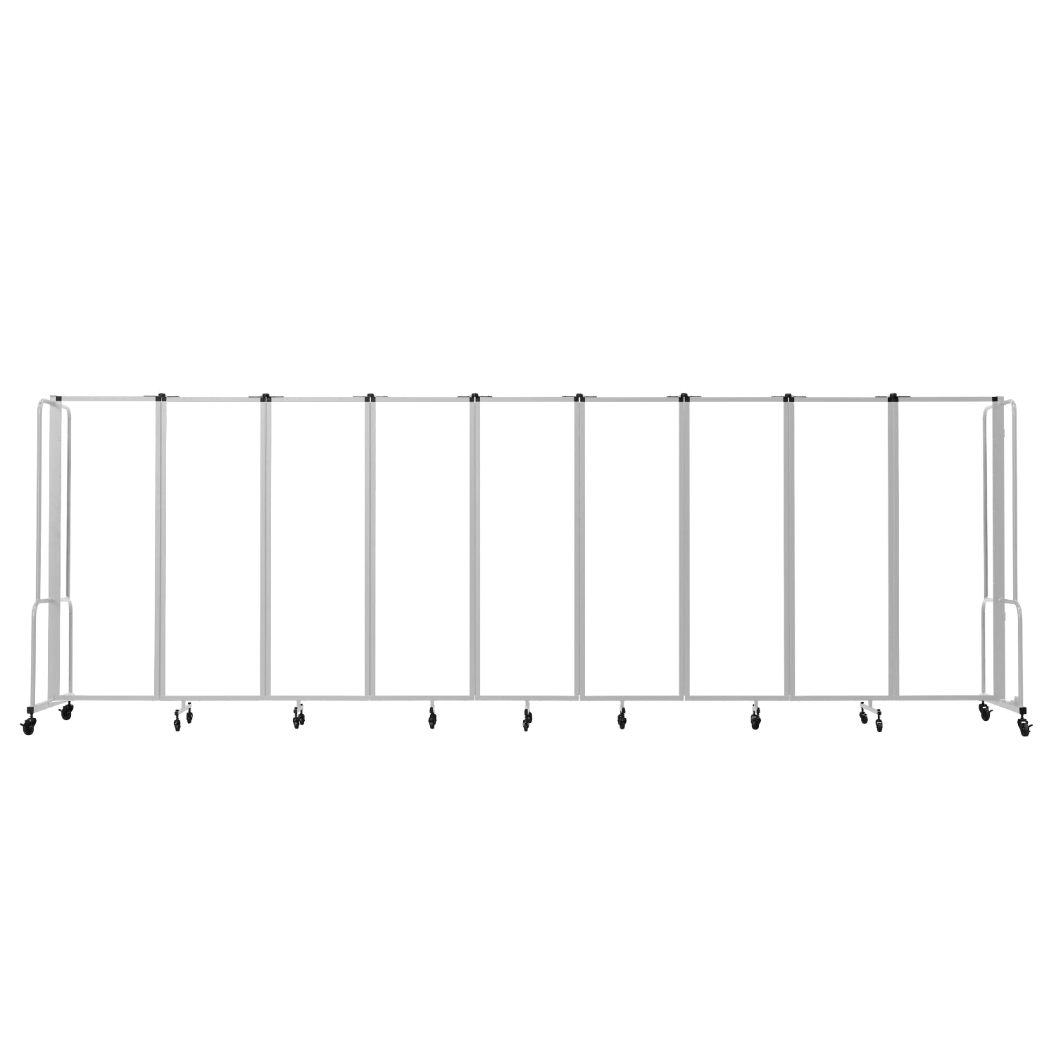 Robo Clear Acrylic Room Divider with Grey Frame, 6' Height, 9 Sections,