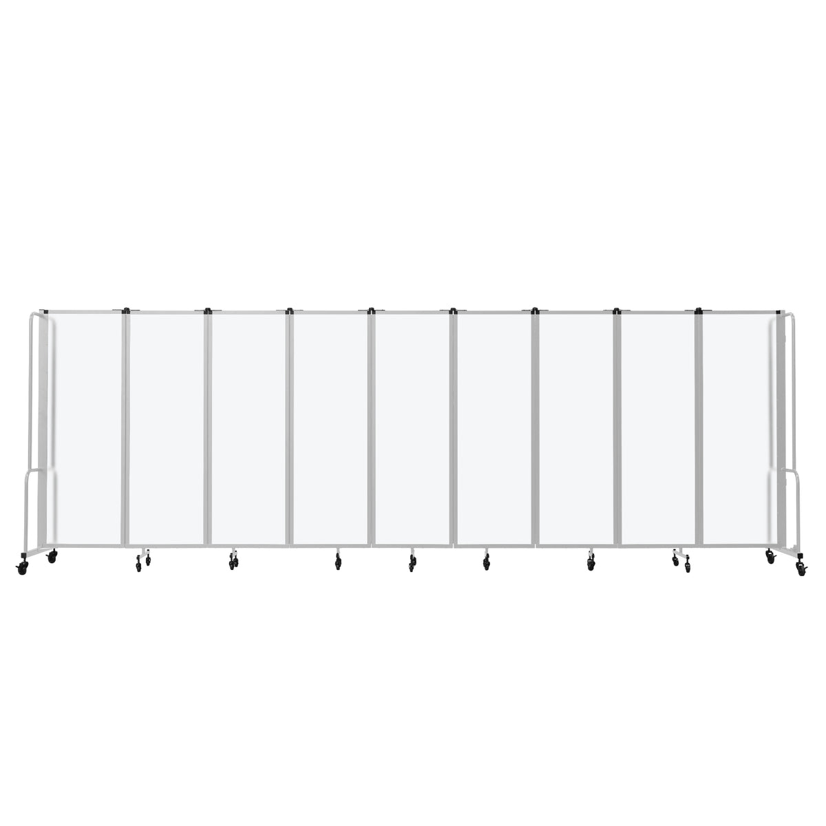 Robo Frosted Acrylic Room Divider with Grey Frame, 6' Height, 9 Sections