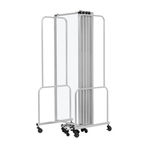 Robo Frosted Acrylic Room Divider with Grey Frame, 6' Height, 9 Sections