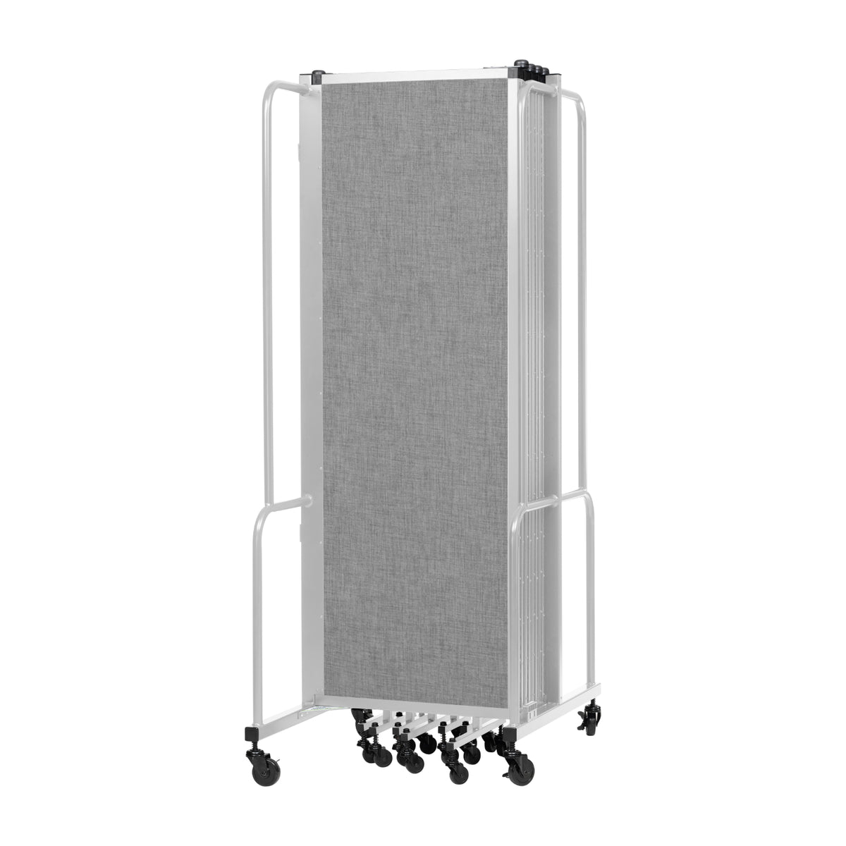 Robo Room Divider with PET Tackable Panels, Grey Frame, 6' Height, 9 Sections
