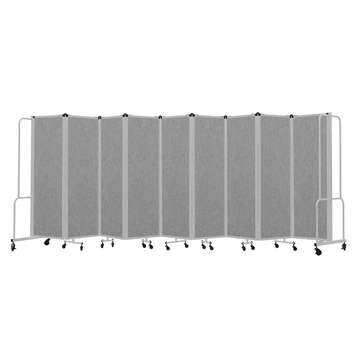 Robo Room Divider with PET Tackable Panels, Grey Frame, 6' Height, 9 Sections