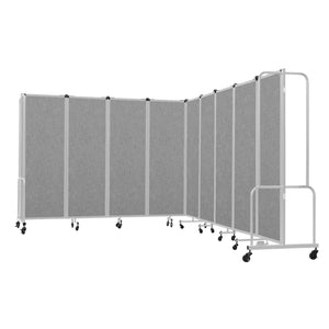 Robo Room Divider with PET Tackable Panels, Grey Frame, 6' Height, 9 Sections