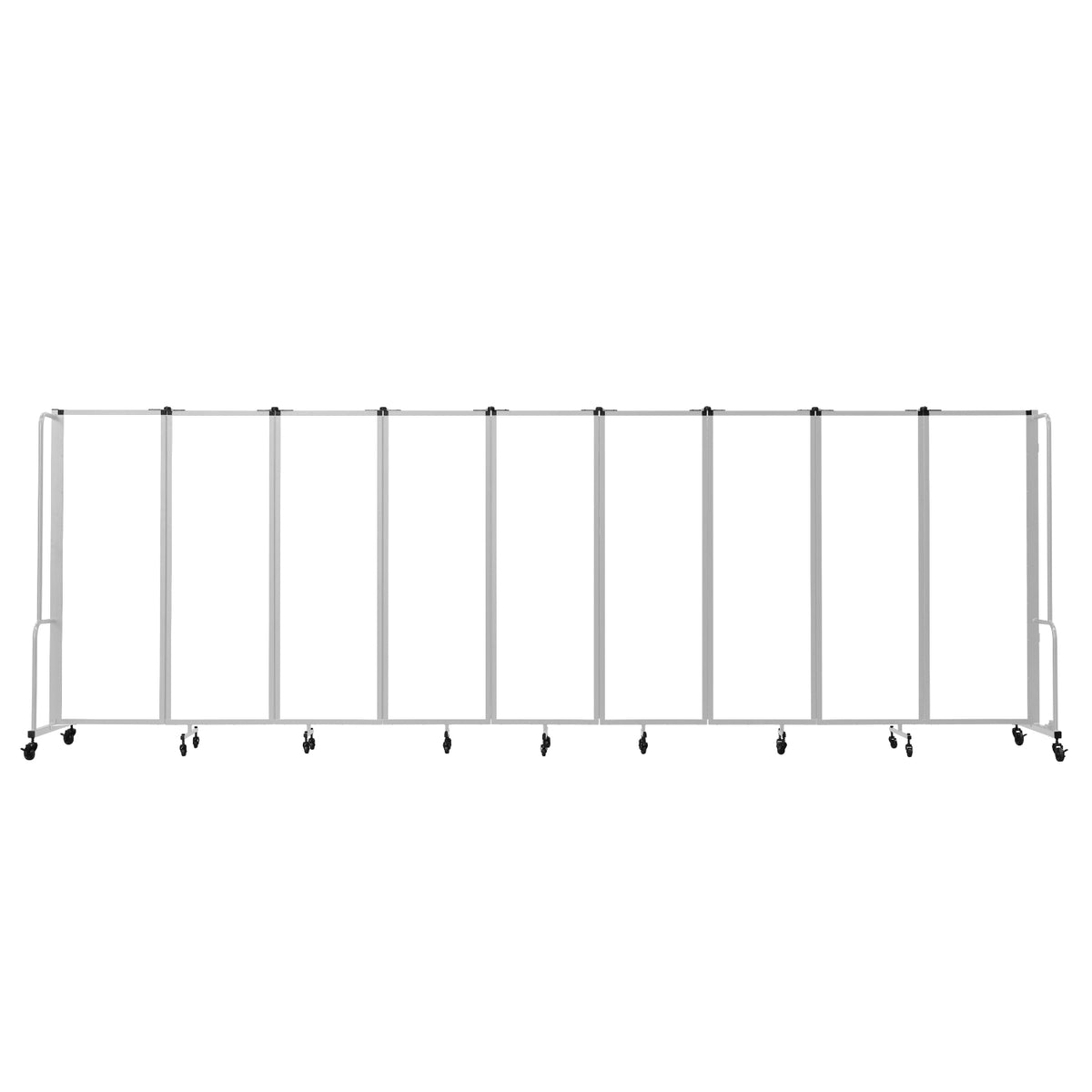 Robo Whiteboard Room Divider with Grey Frame, 6' Height, 9 Sections