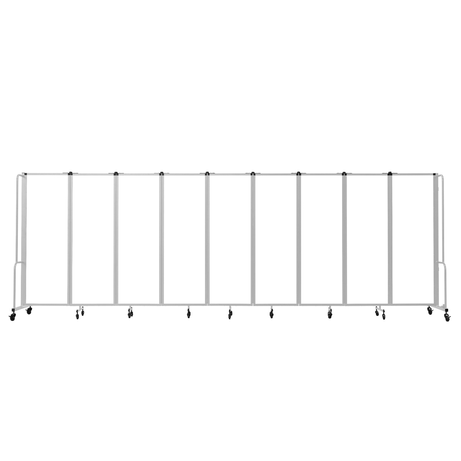 Robo Whiteboard Room Divider with Grey Frame, 6' Height, 9 Sections