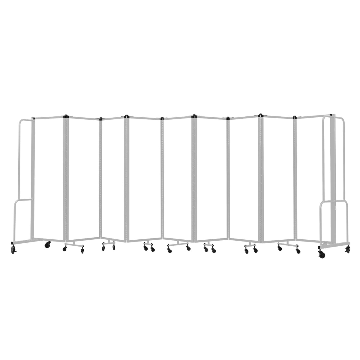 Robo Whiteboard Room Divider with Grey Frame, 6' Height, 9 Sections