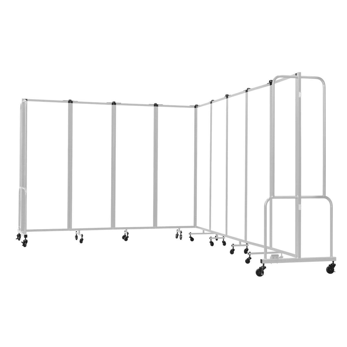 Robo Whiteboard Room Divider with Grey Frame, 6' Height, 9 Sections