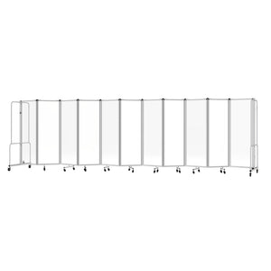 Robo Clear Acrylic Room Divider with Grey Frame, 6' Height, 11 Sections,