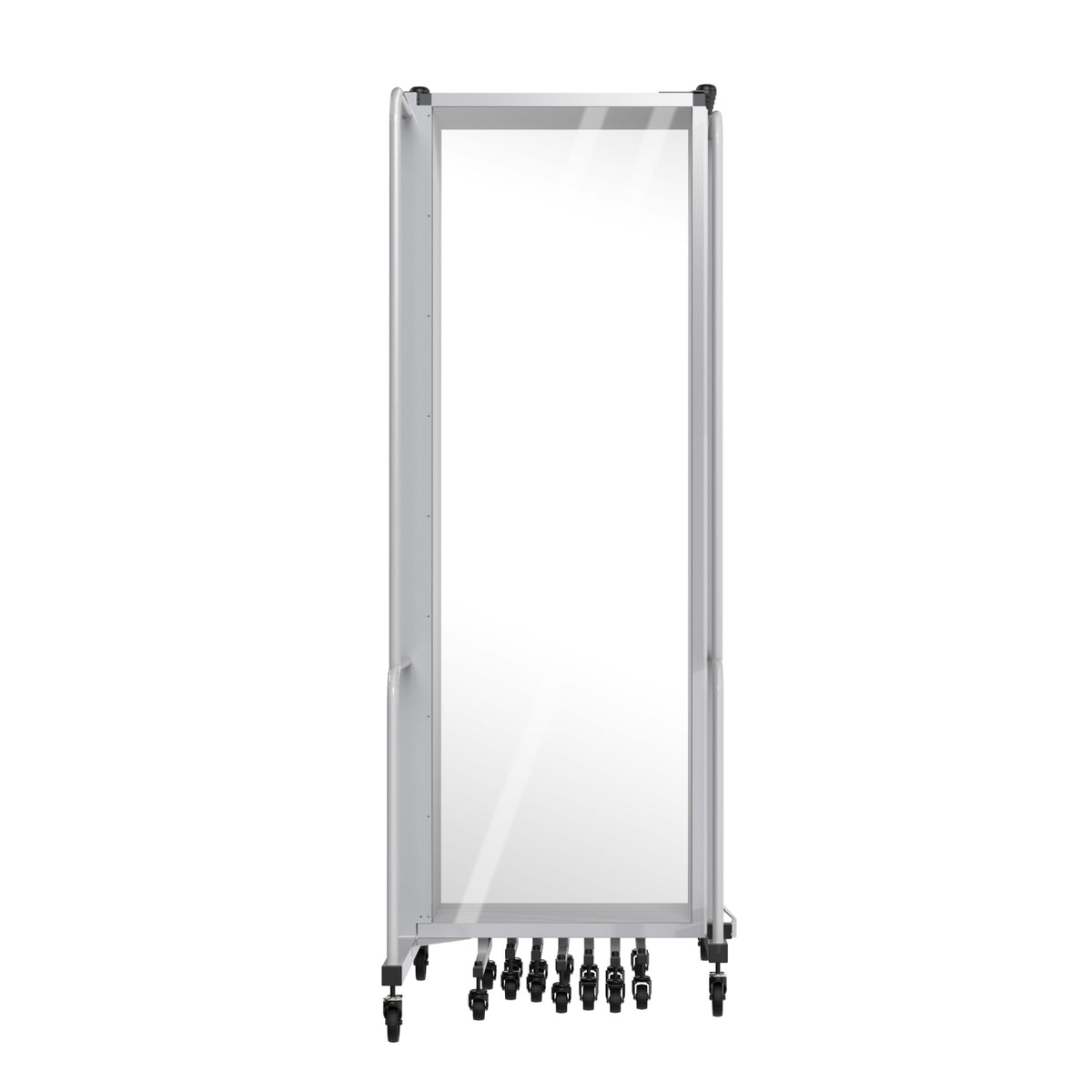 Robo Clear Acrylic Room Divider with Grey Frame, 6' Height, 11 Sections,