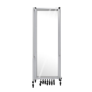 Robo Clear Acrylic Room Divider with Grey Frame, 6' Height, 11 Sections,