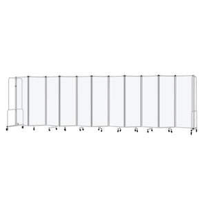 Robo Frosted Acrylic Room Divider with Grey Frame, 6' Height, 11 Sections