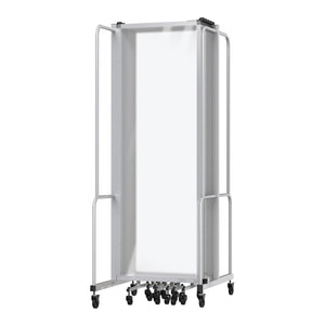 Robo Frosted Acrylic Room Divider with Grey Frame, 6' Height, 11 Sections