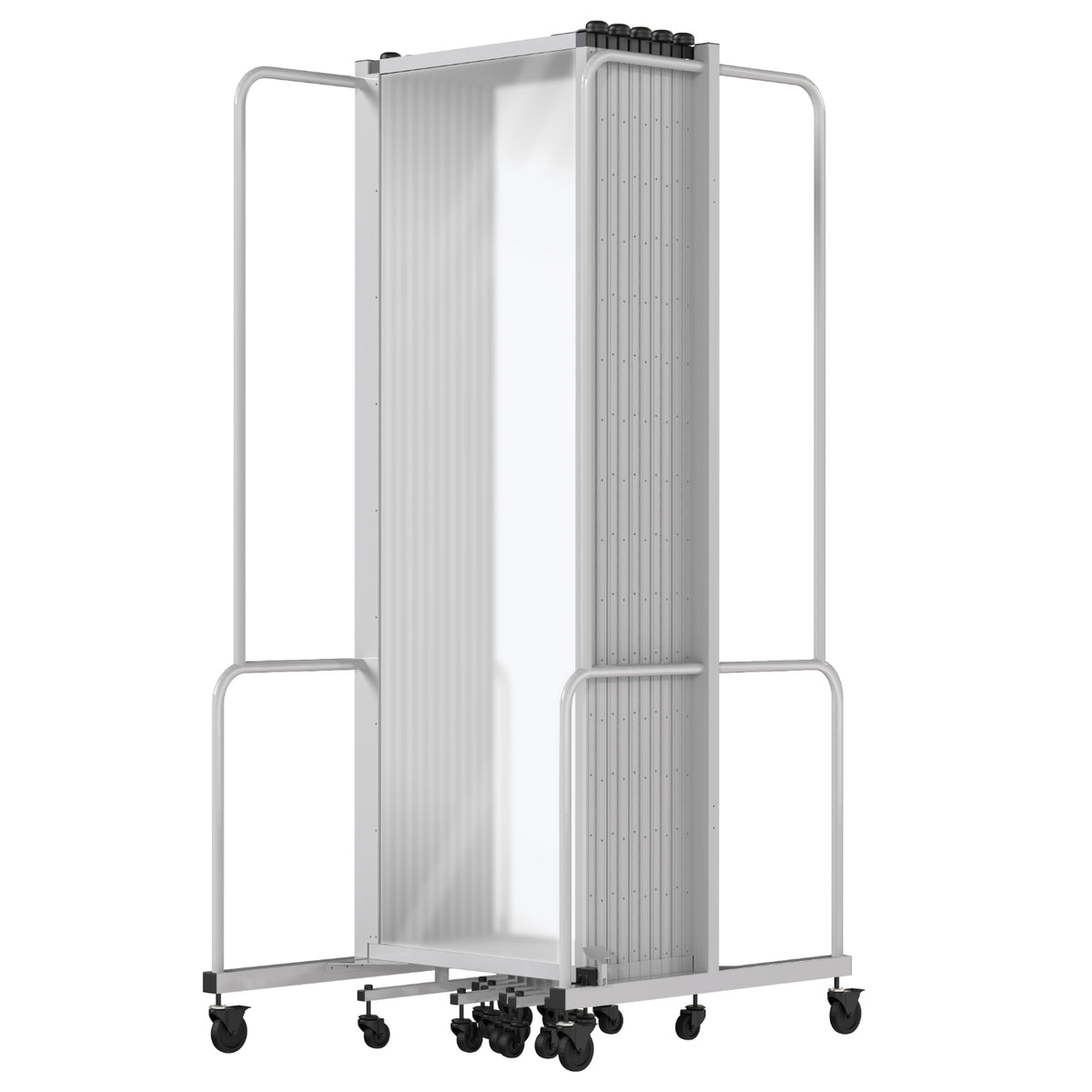 Robo Frosted Acrylic Room Divider with Grey Frame, 6' Height, 11 Sections