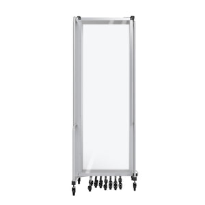 Robo Frosted Acrylic Room Divider with Grey Frame, 6' Height, 11 Sections