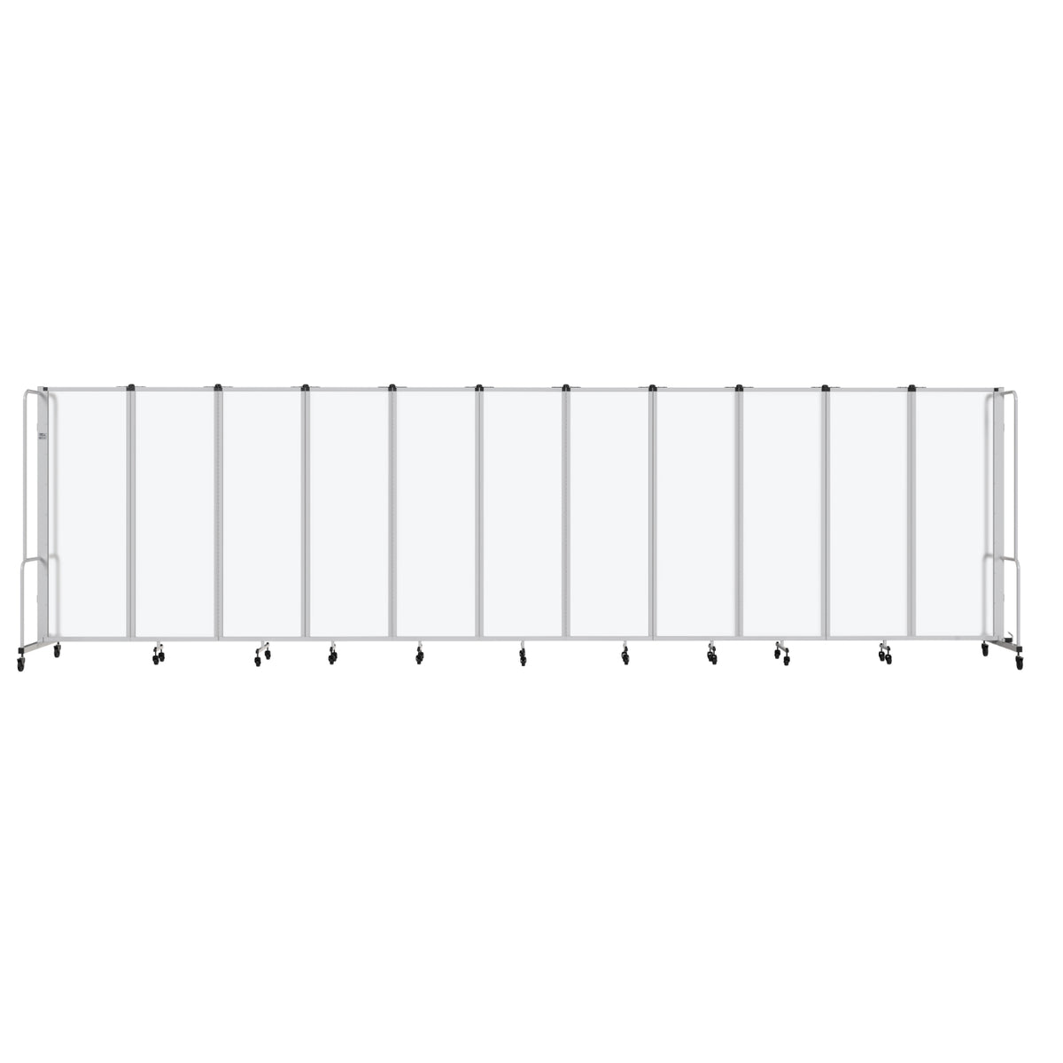 Robo Frosted Acrylic Room Divider with Grey Frame, 6' Height, 11 Sections