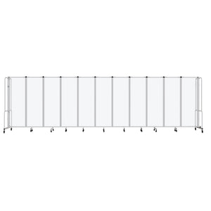 Robo Frosted Acrylic Room Divider with Grey Frame, 6' Height, 11 Sections