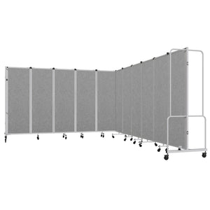 Robo Room Divider with PET Tackable Panels, Grey Frame, 6' Height, 11 Sections