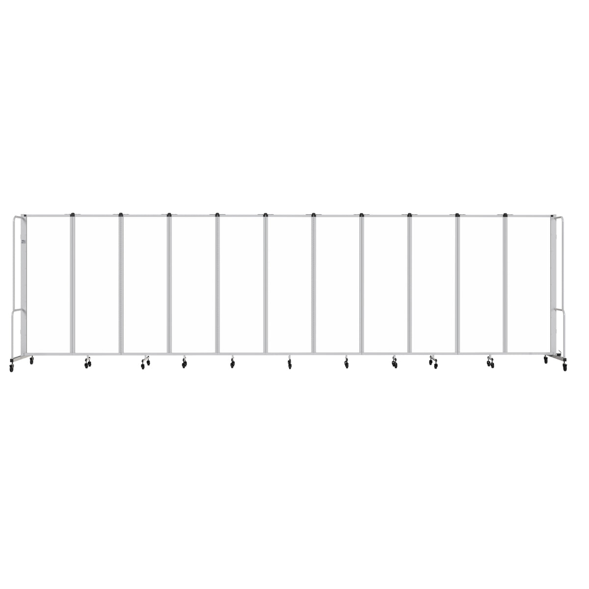 Robo Whiteboard Room Divider with Grey Frame, 6' Height, 11 Sections