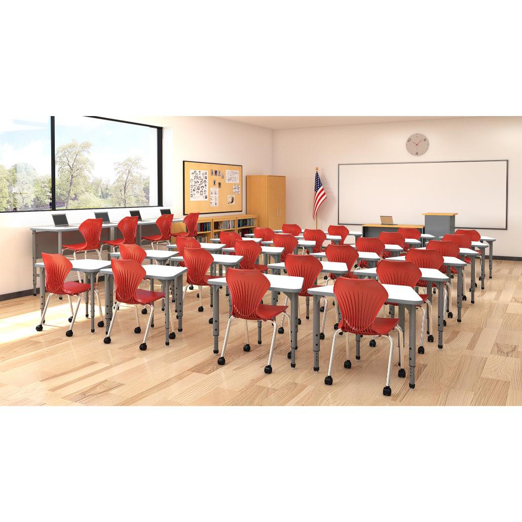 Apex Adjustable Height Collaborative Student Desk with Dry Erase Laminate Markerboard Top, 31" x 20" x 19" Trapezoid
