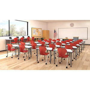 Apex Adjustable Height Collaborative Student Desk with White Dry Erase Markerboard Top, 36" x 23" x 19" Trapezoid