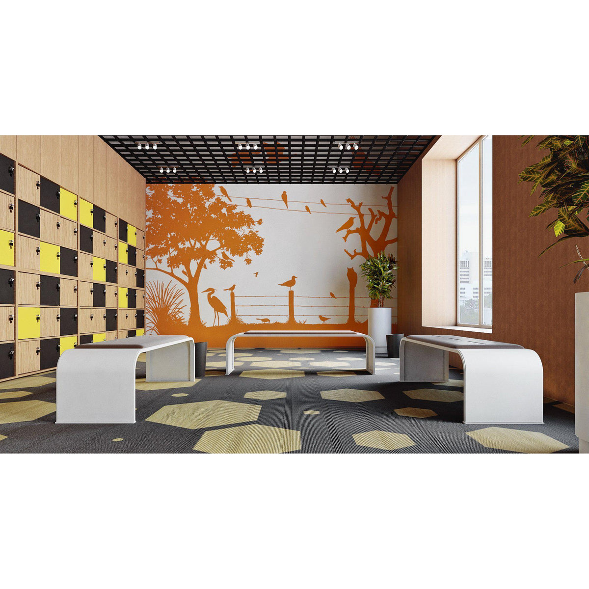 Respit Painted Steel Bench with Cushion